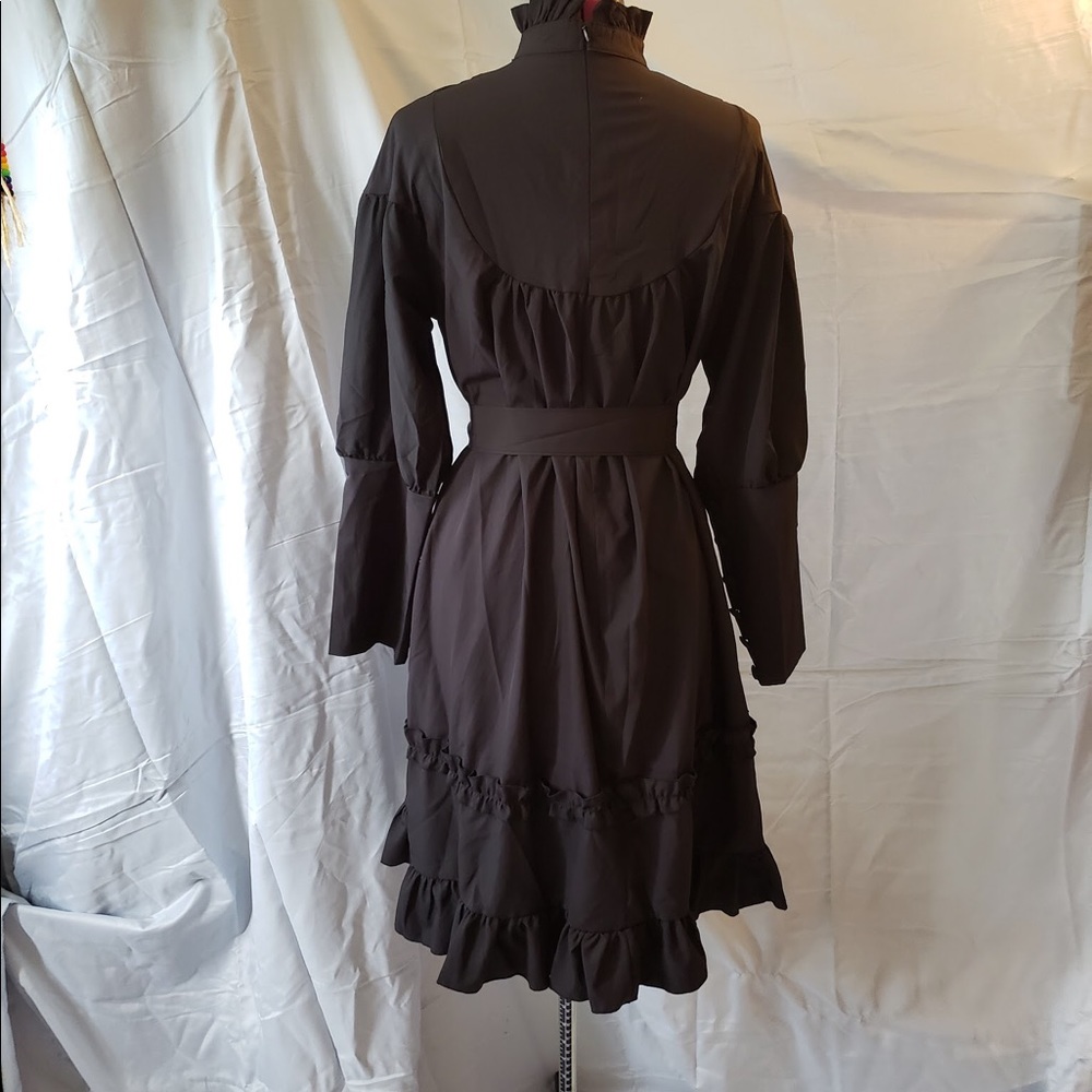 COPY - Black midi Victorian Lolita goth ruffled dress